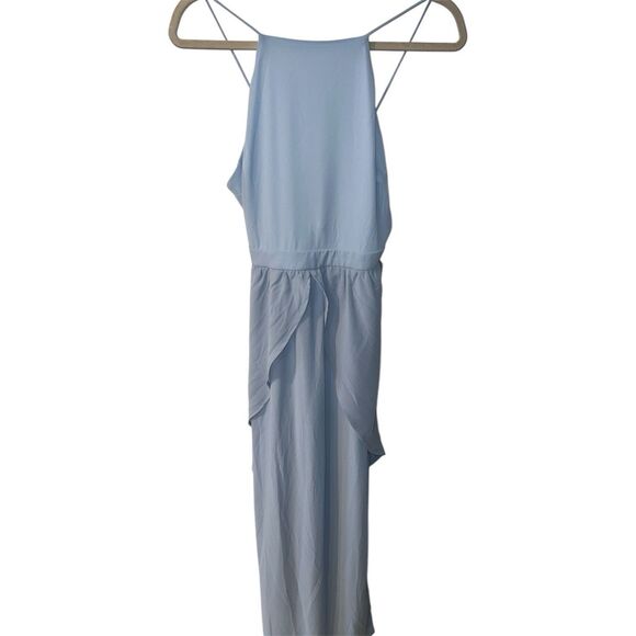 Tobi Maxi Dress Womens M Chiffon Formal Bridesmaid Light Blue Prom Side Slit New - Picture 1 of 10